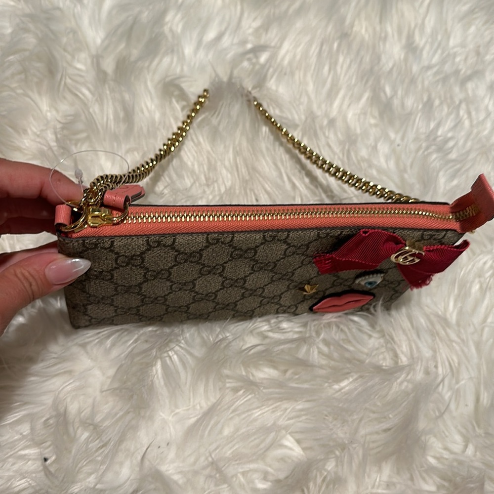 Brand New Pristine Gucci Circus Chain Wristlet Wallet GG Coated Canvas Applique - Picture 3 of 7